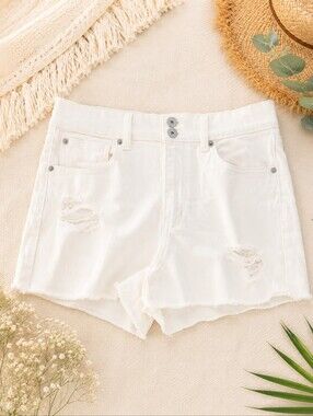 No Boundaries White Distressed Denim Shorts